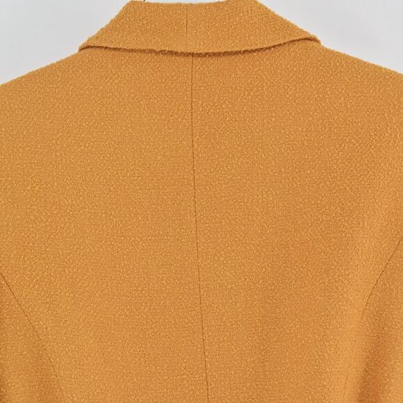 JONES NY Womens Tweed Wool Jacket Size 4 Petite Gold Yellow Belted Button Retro - Picture 12 of 13